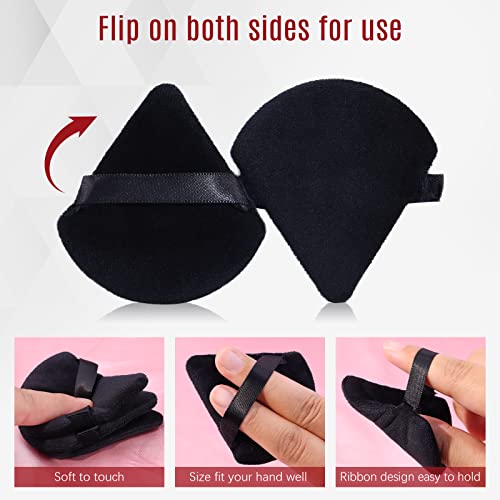 Foonbe Triangle Makeup Sponge for Face Powder, Soft Plush Triangle Makeup Sponge Beauty Gift Set, Reusable Velour Cosmetic Foundation Blender for Loose Powder and Contouring, Beauty Tool (6 Pcs)