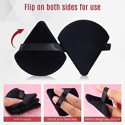 Foonbe Triangle Makeup Sponge for Face Powder, Soft Plush Triangle Makeup Sponge Beauty Gift Set, Reusable Velour Cosmetic Foundation Blender for Loose Powder and Contouring, Beauty Tool (6 Pcs)