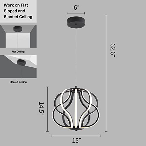 Modern LED Chandelier Black Hanging Pendant Lights, Easy Install Suitable for Dining Room Living Room Bedroom Kitchen and Corridor (10 Light, Black)