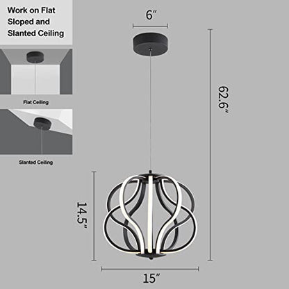 Modern LED Chandelier Black Hanging Pendant Lights, Easy Install Suitable for Dining Room Living Room Bedroom Kitchen and Corridor (10 Light, Black)