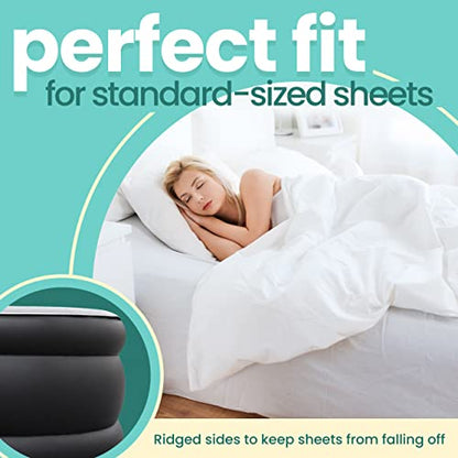 EZ INFLATE Air Mattress with Built in Pump - Queen Size Double-High Inflatable Mattress with Flocked Top - Easy Inflate, Water