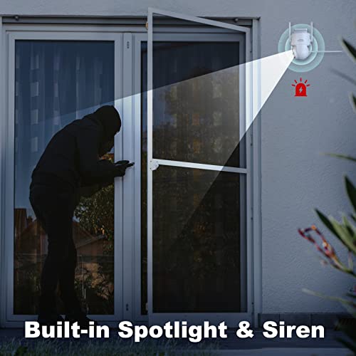 NUFEBS Security Camera 2K/4MP HD Dome Camera Pan/Tilt 355° Surveillance Camera with Spotlight Night Vision Motion Detection Siren WiFi Remote Two-Way Audio Waterproof