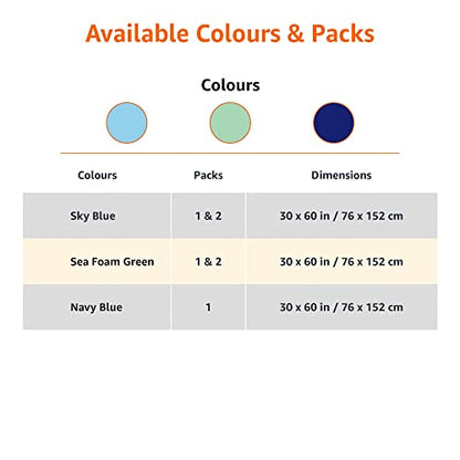 Amazon Basics Cabana Stripe Beach Towel, 2-Pack, Sky Blue, 60" x 30"