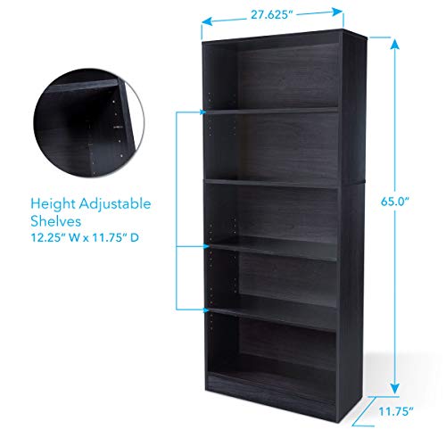 Atlantic Oskar 5-Shelf Multipurposed Bookcase & Storage Cabinet, PN 38408139, in Espresso
