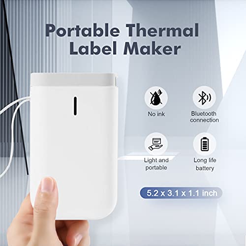 YuLinca Label Maker D11 with Tape, Wireless Bluetooth Portable Sticker Labels Printer 10-15mm Label Width Compatible with iOS & Android for Home & Office (Grey-White)