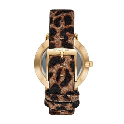 Michael Kors Women's Pyper Gold-Tone Stainless Steel and Cheetah Print Leather Band Watch (Model: MK4751)