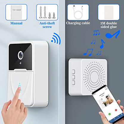 Smart Video Doorbell Camera Doorbell Wireless with Chime Night Vision Cloud Storage for Home Apartment Office Room