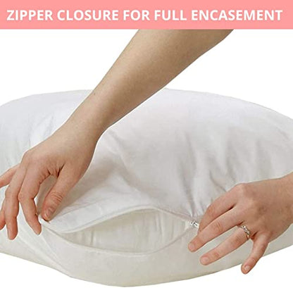 Comfort Beddings Pillow Protectors Standard Size 4 Pack Pillow Cases 100% Waterproof Cotton Terry Fabric Standard Pillow Protector Pillow Covers Zipper Closure ( Standard 20x26 ,4 Pack)