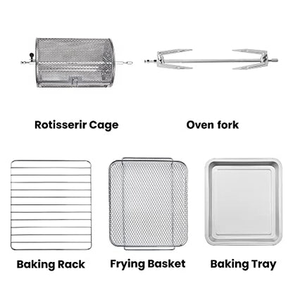 COMFEE' Retro Air Fry Toaster Oven, 7-in-1, 1500W, 19QT Capacity, 6 Slice, Rotisseries, Warm, Broil, Toast, Convection Bake, Black, Perfect for Countertop