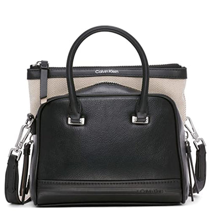 Calvin Klein Malachite Organizational Bag Mini Satchel Crossbody, Black/Silver