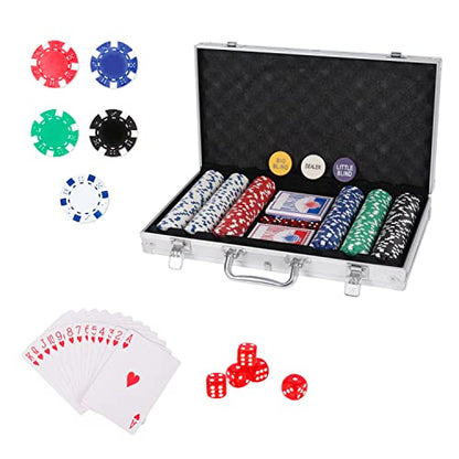 PLAYWUS Casino Poker Chip Set, 300 PCS Poker Chips with Aluminum Case,11.5 Gram Chip with Iron Insert for Texas Holdem Blackjack Gambling