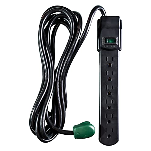 GoGreen Power (GG-16103M-12BK) 6 Outlet Surge Protector, 250 Joules, Black, 12ft Cord