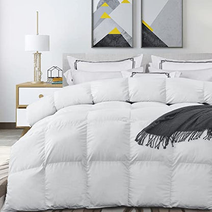 Acrafsman All Season Down Twin Comforter,Luxurious Hotel Collection Duvet Insert with Corner Tabs,Noiseless,Medium Warm,White,68x90 Inches