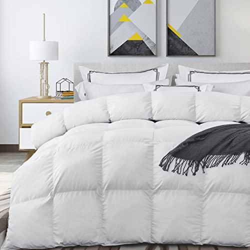 Acrafsman All Season Down Twin Comforter,Luxurious Hotel Collection Duvet Insert with Corner Tabs,Noiseless,Medium Warm,White,68x90 Inches