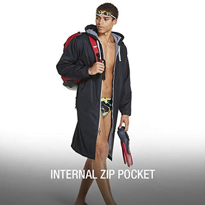 Speedo womens Parka Jacket Fleece Lined Team Colors Swimsuit, Speedo Black, Large US