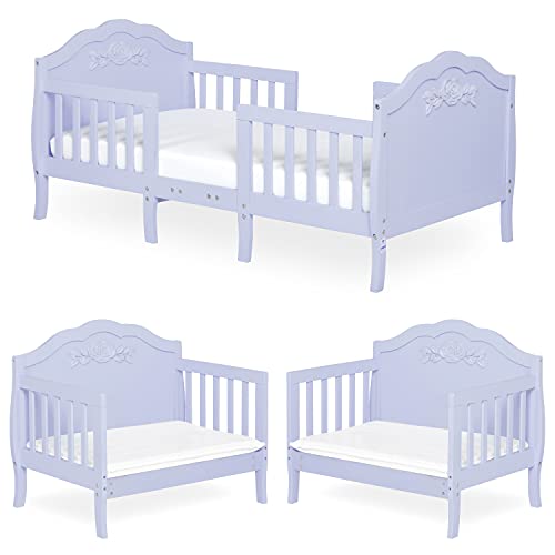 SweetPea Baby Rose 3-in-1 Convertible Toddler Bed in Lavender, Greenguard Gold Certified, JPMA Certified, Safety Rails, Made of Sustainable New Zealand Pinewood