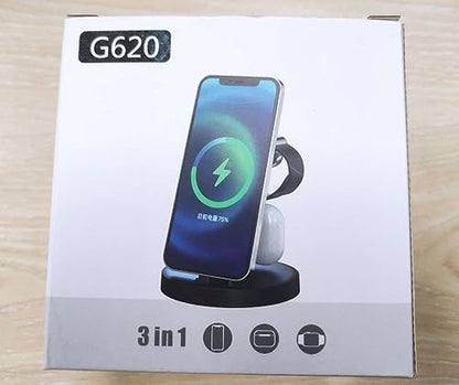 3 in 1 Charging Station, ORIEMAC Wireless Charger for Apple Watch Series 8/7/6/5/4/3/2/SE, Charging Dock Stand for AirPods iPhone 14/13/12/11/Pro/Pro Max/XS/XR/X/8 with 15W Adapter