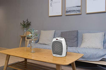 Amazon Basics 1500W Ceramic Personal Heater with Adjustable Thermostat, Silver