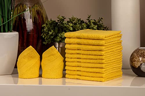 Premium 100% Cotton Wash Cloths, 12 Piece Set, 13x13 Inches, Luxury towels, Durable, Fingertip Towel Quick Dry & Extra Absorbent Cleaning Cloth Face Cloths for Home, Spa, Hotel, Bathroom & Kitchen