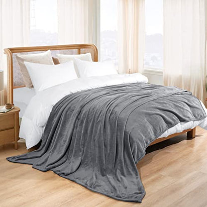 David's Home Fleece Queen Blanket,Ultra Soft More Durable Lightweight Velvety Bed Blanket,Lint-Free& No Pilling,300GSM All Season Luxury Plush Cozy Blanket with Wider Stitched Border,90"x90",Dark Grey