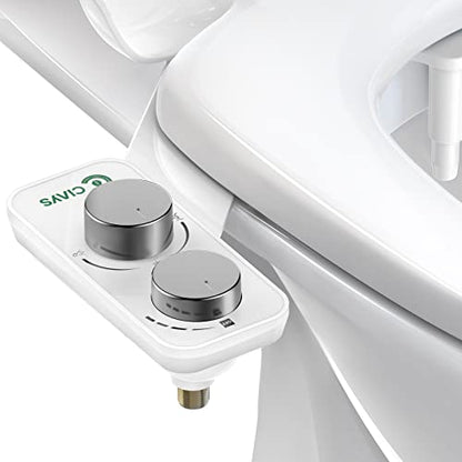 Bidet Attachment for Toilet, Ciays Ultra-Slim Bidet Toilet Seat Attachment, Self-Cleaning Dual Nozzles, Non-Electric Bidet Attachment for Sanitary and Feminine Wash, Sliver/White (CIBA02)