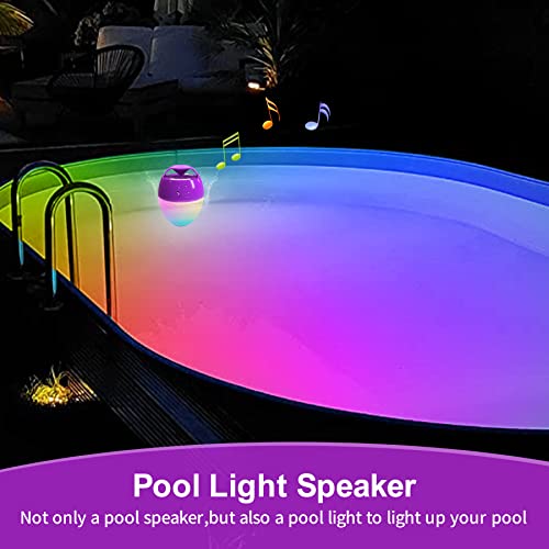 LanSuper Bluetooth Speakers with Colorful Lights,Pool Speaker IP68 Waterproof Floating Speaker for Pool,Built-in Mic,Crystal Clear Sound Speakers Bluetooth Wireless 85ft Range Hot Tub Speakers