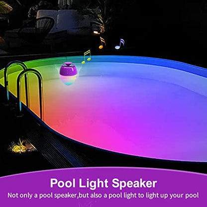 LanSuper Bluetooth Speakers with Colorful Lights,Pool Speaker IP68 Waterproof Floating Speaker for Pool,Built-in Mic,Crystal Clear Sound Speakers Bluetooth Wireless 85ft Range Hot Tub Speakers