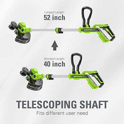 Greenworks 24V 12-Inch Cordless String Trimmer/Edger (Gen 2), 2.0Ah USB Battery and Charger Included