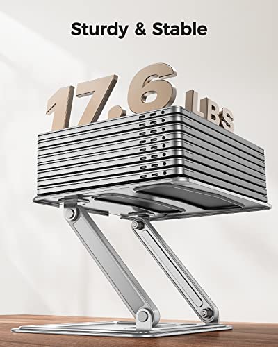 LORYERGO Adjustable Laptop Stand, Portable Riser for 17.3inch Laptops, Adjustment for Desk, Holds Up to 17.6lbs Notebook - Sliver