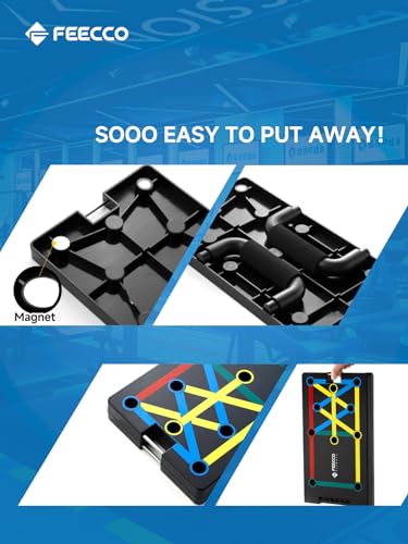 FEECCO Push Up Board, Foldable Design with Soft Handles, for All Body Sizes