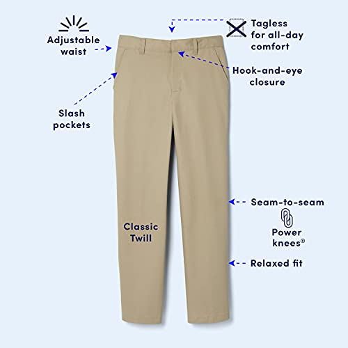 French Toast Boys' Adjustable Waist Relaxed Fit Pant (Standard & Husky), Navy Blue, 12 Slim