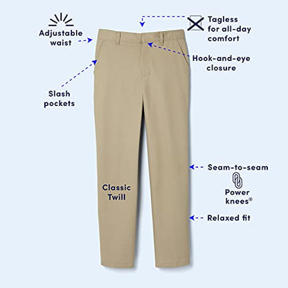 French Toast Boys' Adjustable Waist Relaxed Fit Pant (Standard & Husky), Navy Blue, 12 Slim