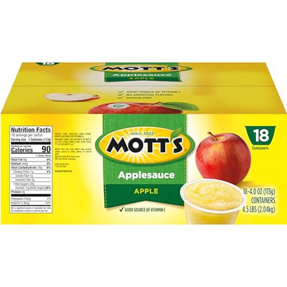 Mott's Applesauce, 4 Ounce Cup, 18 Count