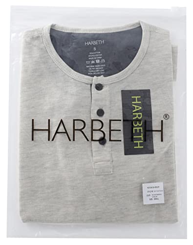 HARBETH Men's Casual Soft Athletic Regular Fit Short Sleeve Active Sports Henley Jersey Shirts White/Navy 2Pack L