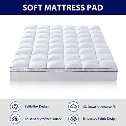 Hokway Twin Mattress Pad, Extra Thick Mattress Topper with 8-21" Deep Pocket, 1000GSM Down Alternative Overfilled, Quilted Fitted Pillow Top Soft Cooling Mattress Protector
