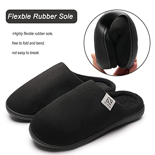 Men's and Women's Classic Memory Foam Slippers Comfort Plush Lining House Shoes for Indoor & Outdoor (Black, 44/45)