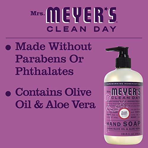 Add 4 To Your Cart! MRS. MEYER'S CLEAN DAY Hand Soap, Made with Essential Oils, Biodegradable Formula, Plum Berry, 12.5 fl. oz 4ct