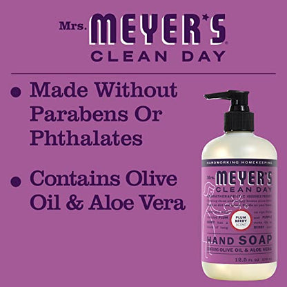 Add 4 To Your Cart! MRS. MEYER'S CLEAN DAY Hand Soap, Made with Essential Oils, Biodegradable Formula, Plum Berry, 12.5 fl. oz 4ct