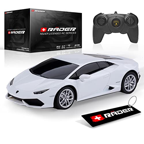RÄDER Licensed RC Series,R/C 1:24 Lambo HURAC LP610-4 Remote Control Car, Electric Sport Racing Hobby Toy Car, Model Vehicle for Boys and Girls Teens and Adults Gift White