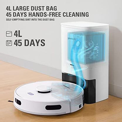 Greenworks Robot Vacuum GRV-3011, Intelligent LDS Laser Navigation, Automatic Path Planning，2000Pa Powerful Suction，Auto Dust Collection, for Pet Hair, Hard Floor, Carpet