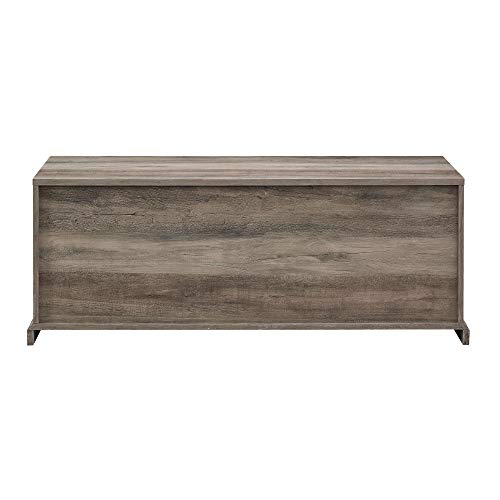 Walker Edison Farmhouse Sliding Grooved Door Entryway Bench Shoe Storage Shelf Hallway Organizer, 48 Inch, Grey Wash