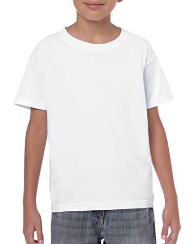 Gildan Youth Heavy Cotton T-Shirt, Style G5000B, 2-Pack, White, Medium