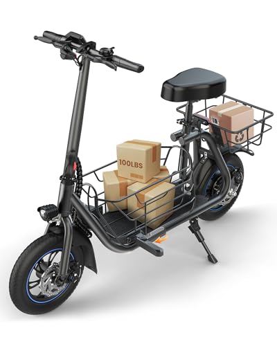 Gyroshoes Electric Scooter with Seat for Adults, 550W Powerful Motor 20miles Distance Max 18.6MPH Speed Spacious Storage Space LED Display, C1S