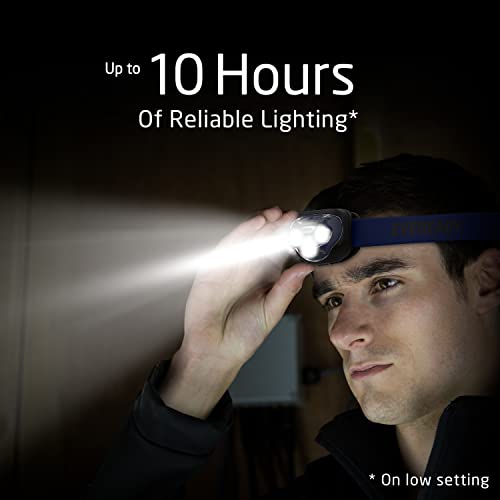Eveready LED Headlamps (2-Pack), Bright and Durable Head Lights for Running, Camping, Fishing, Emergency (Batteries Included),Navy Blue (2-Pack),Adjustable