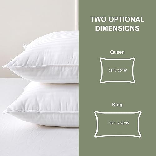 Ankwos Down Alternative Bedding Pillow, 2-Pack Queen Size (28”x20“), Pillows for Back Sleepers, Side Sleepers, and Stomach Sleepers, Double-Edge Sewing Design, Machine Washable, White
