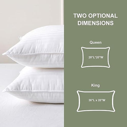 Ankwos Down Alternative Bedding Pillow, 2-Pack Queen Size (28”x20“), Pillows for Back Sleepers, Side Sleepers, and Stomach Sleepers, Double-Edge Sewing Design, Machine Washable, White
