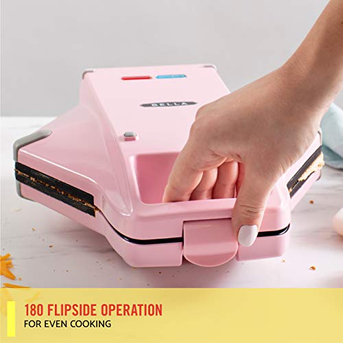 BELLA Bubble Waffle Maker for Hong Kong Style Breakfast Dessert 9" Waffles, Non-stick Iron Plates for Easy Cleaning and Food Release, Cone Rack Included, Pink