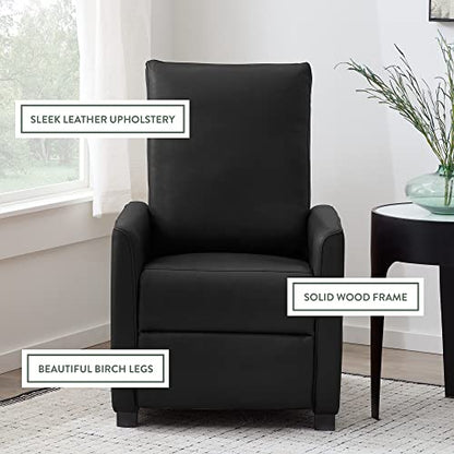 Edenbrook Adams Round Arm Black Recliner Chair - Living Room Chair, Black