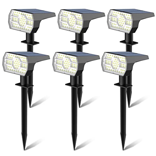 Kaxiida Solar Spot Lights Outdoor Waterproof, 56 LED Solar Garden Pathway Lights for Outside Yard Pool Decorative, 3 Lighting Modes Solar Powered Landscape Lights Dusk to Dawn - 6 Pack