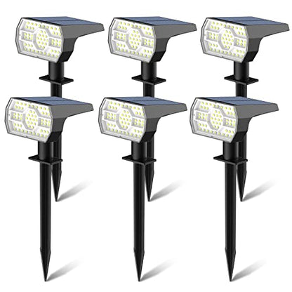 Kaxiida Solar Spot Lights Outdoor Waterproof, 56 LED Solar Garden Pathway Lights for Outside Yard Pool Decorative, 3 Lighting Modes Solar Powered Landscape Lights Dusk to Dawn - 6 Pack